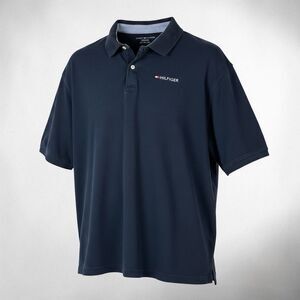 Tommy Hilfiger Polo Shirt Mens 3XL Navy Blue Red Short Sleeve Logo Golf Casual